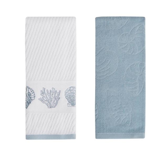 Bayshell 2-Pack Hand Towels in Blue/White