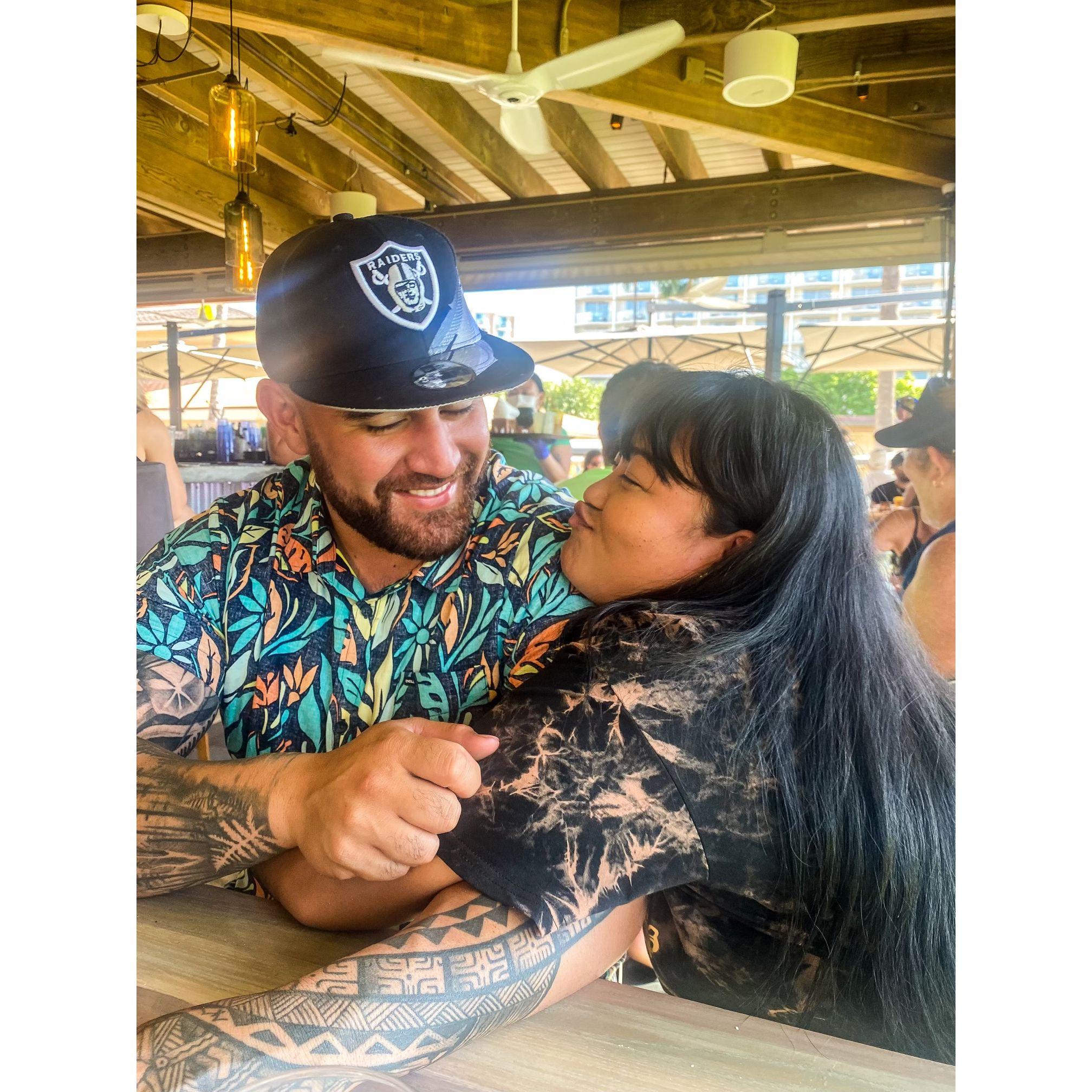 She first said “I love you” right before our friend Zyra captured this picture. Though, she may have been one or two Mai Tais deep