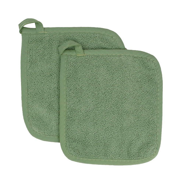RITZ Terry Potholder & Hot Pad: Unparalleled Heat Resistant, Durable 100% Cotton – Ergonomically Designed for Optimal Grip – Easy-Care Machine Washable – 2-Pack, Juniper