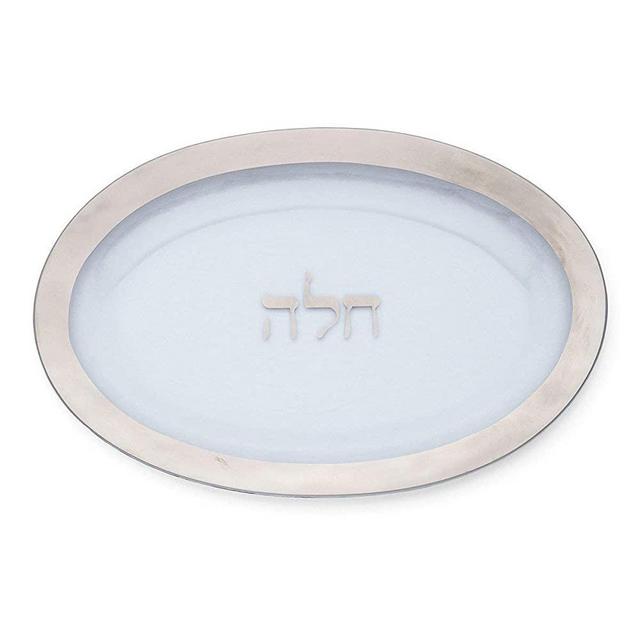 Challah Platter w/ Platinum Rim - Annieglass Judaica Collection