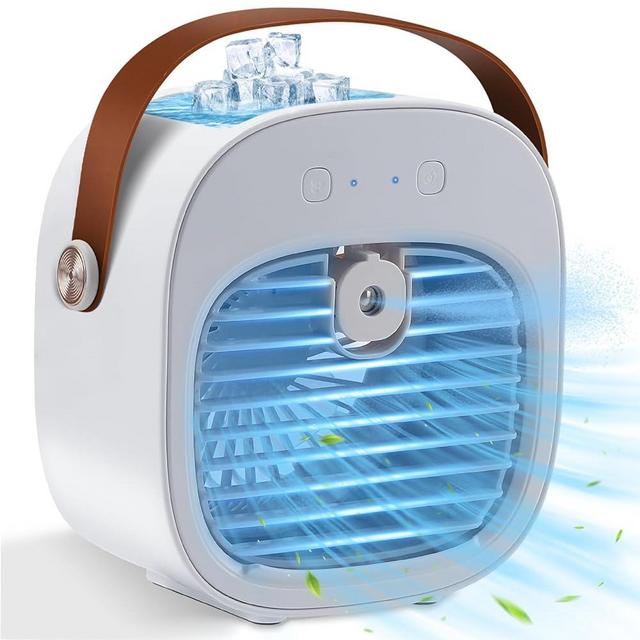Portable Air Conditioners Rechargeable, 5200mAh Mini Air Conditioner, Personal Air Cooler with 3 Speeds, Small Desk Air Conditioner for Bedroom, Office, Outdoor