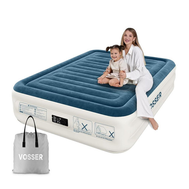 VOSSER Air Mattress Full with Built in Pump,18" Raised Inflatable Mattress，Thicker Blow Up Mattress 2 Mins Self-Inflation/Deflation，Luxury Upgraded Air Bed with Storage Bag for Home, Camping & Guests