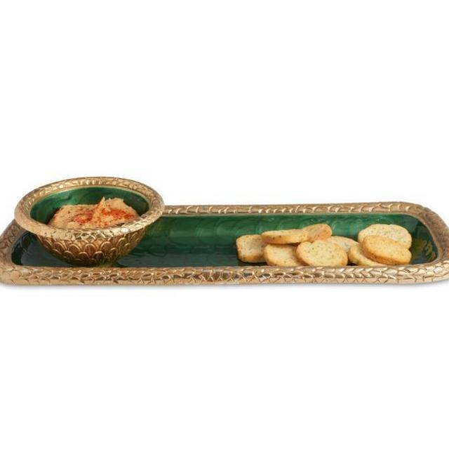 Florentine 16" Rectangular Tray Gold Emerald
