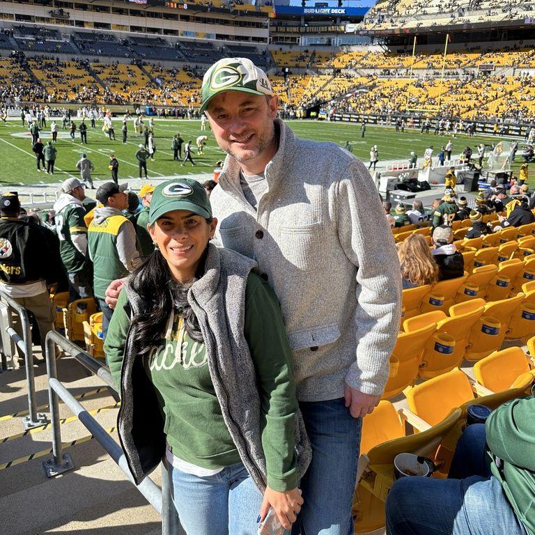 First football game together. Nicole made sure it was a Packers game. Chiefs game next time, I guess!