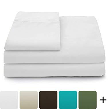 Cosy House Collection Luxury Bamboo Bed Sheet Set - Hypoallergenic Bedding Blend from Natural Bamboo Fiber - Resists Wrinkles - 4 Piece - 1 Fitted Sheet, 1 Flat, 2 Pillowcases - Queen, White