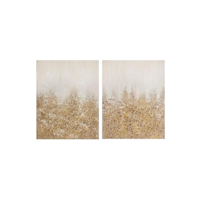 Madison Park Golden Glimmer Hand Brush Embellished Canvas, Set of 2