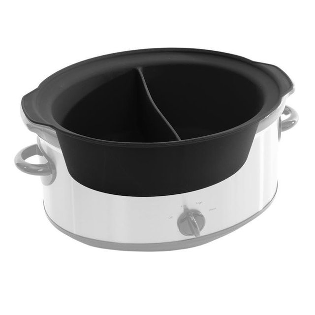 Silicone Slow Cooker Divided Liner Insert, Cook Two Things at Once, Compatible with 7 Quart Crock-Pot (SCV700-S-BR), BPA-Free Silicone, Dishwasher Safe and Mess Free, Charcoal Gray