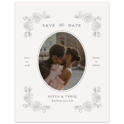 Light Oatmeal, Beige Wedding Digital Save the Date - Mauve Photo