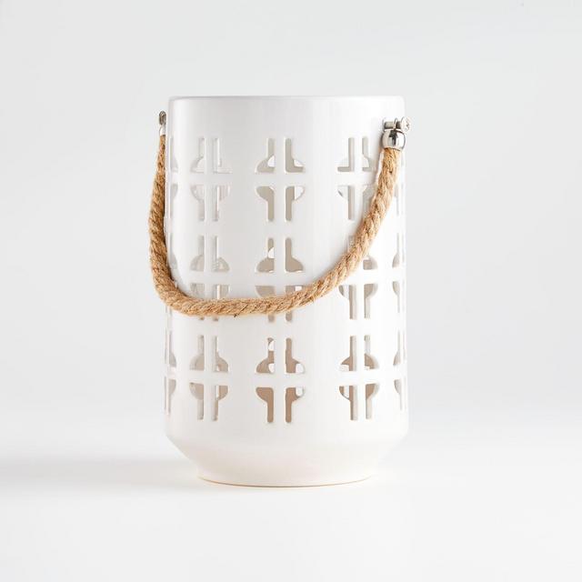 Calas Small White Ceramic Lantern