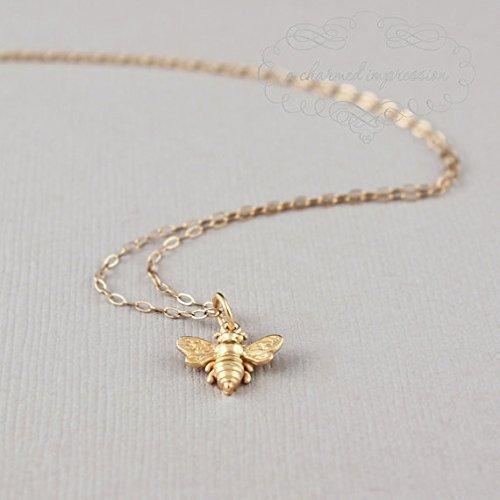 Little Gold Bee Necklace • 24k Vermeil Honeybee/Bumblebee Charm • Simple Everyday Jewelry • Bridesmaid Gift • Garden Themed Wedding • Save the Bees