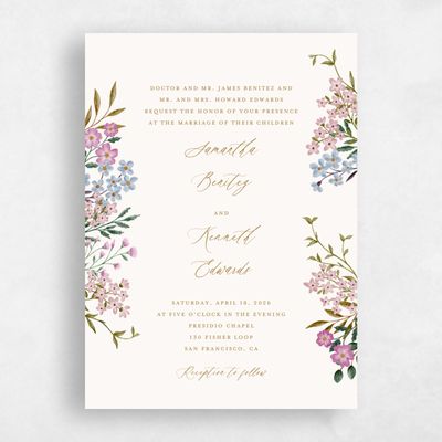 Flamingo, Beige Wedding Invitation - Lombardy Classic