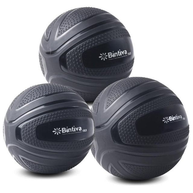 bintiva Non Bounce Slam Ball - Exercise Weighted Deadball for Workout and Fitness Routines - Medicine Dead Weight Ball