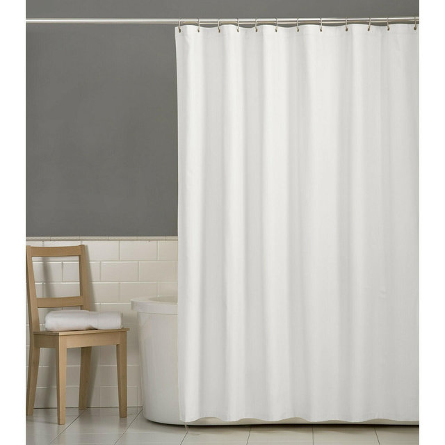 GoodGram Deluxe Hotel Fabric Shower Curtain Liner With Metal Grommets, White, 70x72 - 72in. L