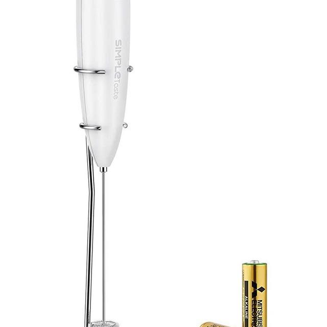 SIMPLETaste Milk Frother Handheld Battery Operated Electric Foam Maker, Drink Mixer with Stainless Steel Whisk and Stand for Cappuccino, Bulletproof Coffee, Latte