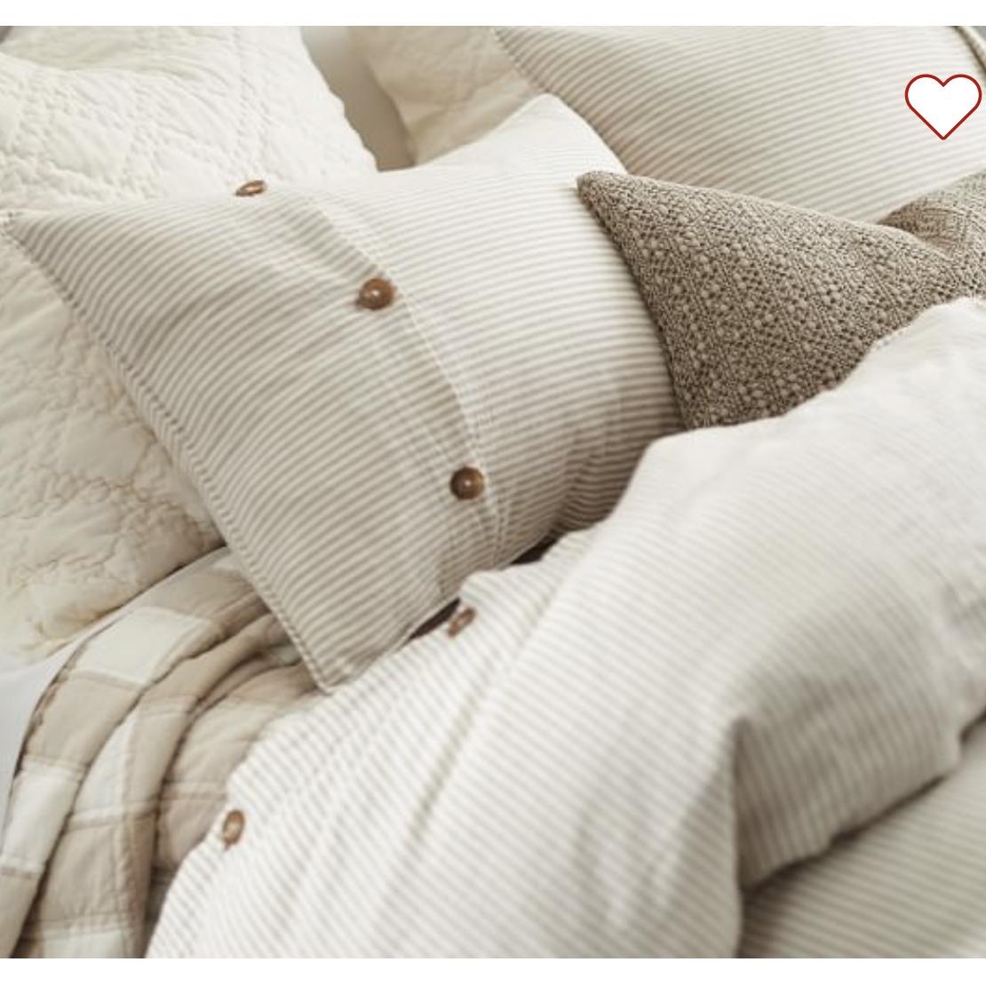 Wheaton Striped Cotton/Linen Sham - "Flax Color" - King