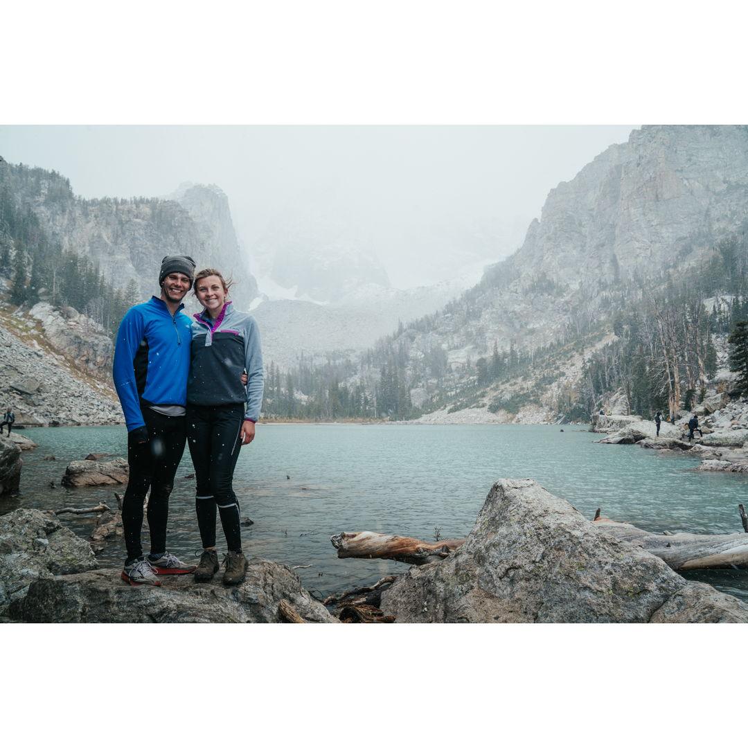 When we hiked to Delta Lake in the Grand Tetons while it was snowing