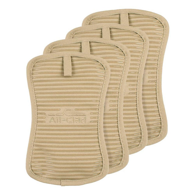 All-Clad Premium Pot Holder & Hot Pad: Heat Resistant to 500 Degrees - 100% Cotton, 10"x6.25" Hot Pad for Kitchen and Barbeque, 4-Pack, Cappuccino