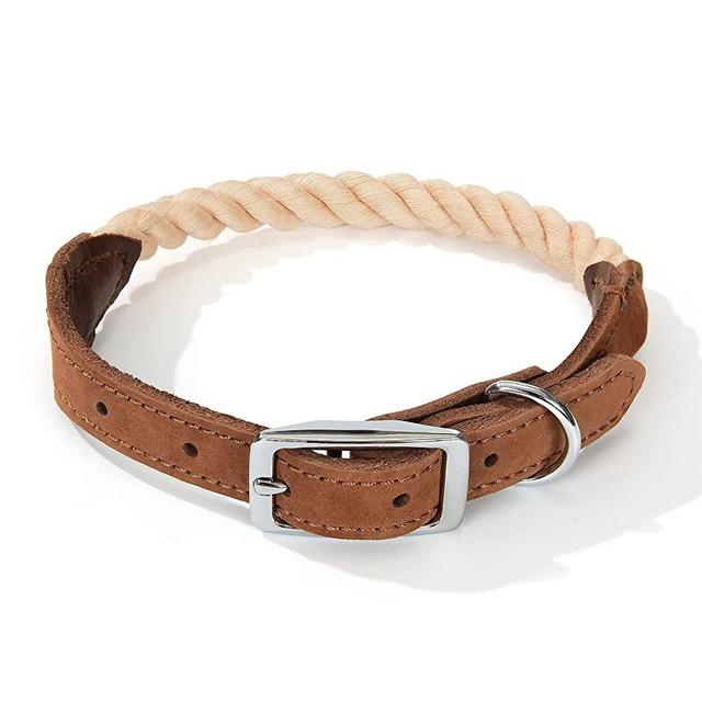 Mile High Life | Genuine Leather Dog Collar | Stainless Steel Pin Buckle Ring Dog Collar | Soft and Strong Poly Cotton Fabric | Variety Colors