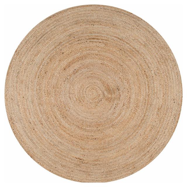 8' Round Solid Woven Rigo Jute Area Rug Natural - nuLOOM