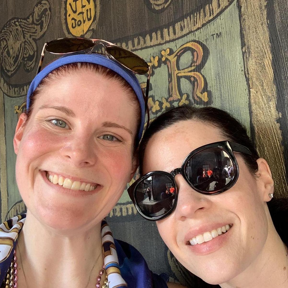 In line for a Butter Beer with Matron of Honor Laura at Harry Potter World