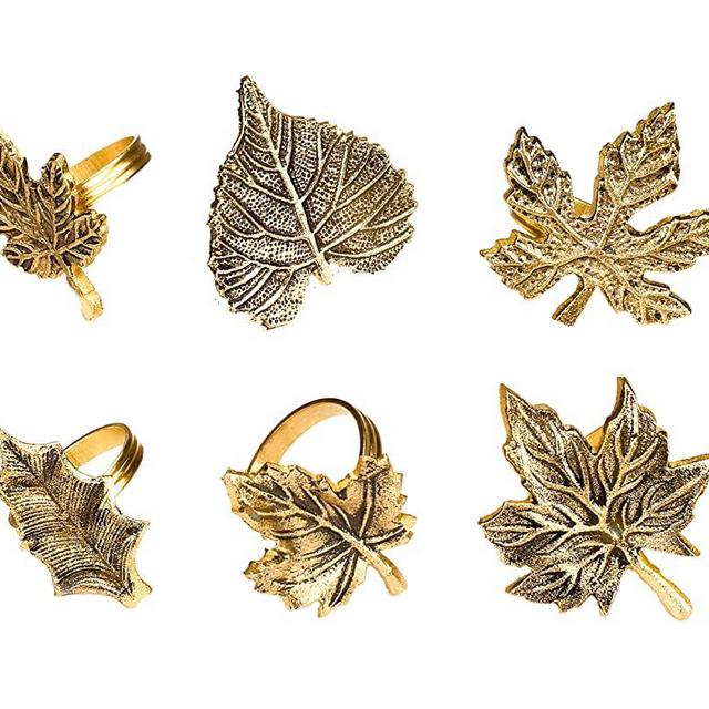 Alpha Living Home Fall Leaf Napkin Rings Set of 6, Napkin Rings Bulk for Party Decoration, Dinning Table, Everyday, Family Gatherings - A Great Tabletop Décor