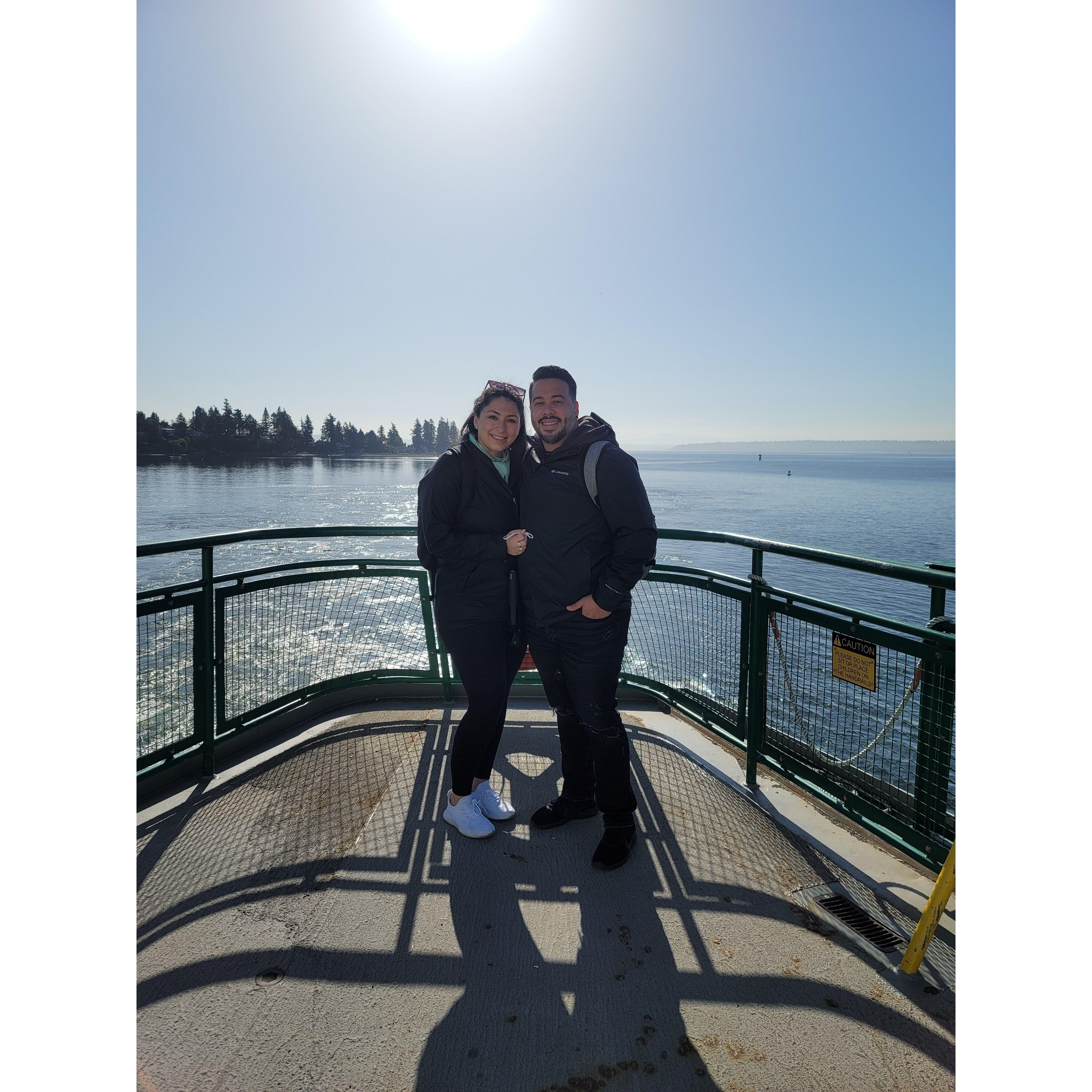 On the Ferry to Bainbridge Island in Seattle on Caroline’s birthday trip. 2021