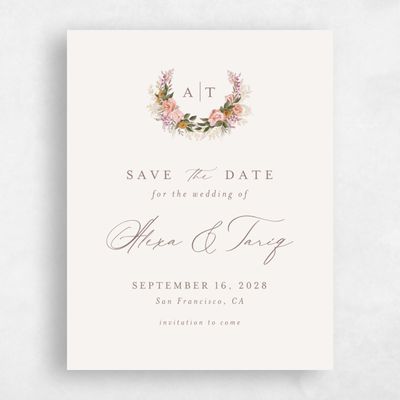 Light Oatmeal, Beige Wedding Save the Date - Juniper Portrait