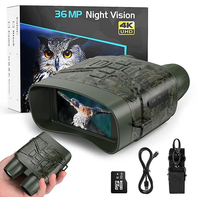Anyork Night Vision Goggles for Hunting, 4K Infrared Night Vision Binoculars with Rechargeable Battery and Anti-Shake Motion Detection for Surveillance Tactical Gear