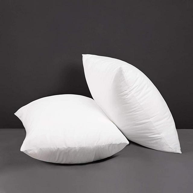 Ashler Throw Pillow Inserts Pack of 2, 100% Pure Cotton Cover Stuffer 20 x 20 Inches Soft Supportive Square Form Hypoallergenic Pillow Insert