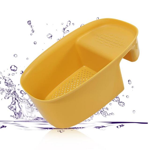 Sink Strainer Colander Drain Basket, Multifunction Saddle-shaped Mesh Strainer, Corner Food Strainer over The Sink for Kitchen Waste, Vegetable, Fruits (Yellow)