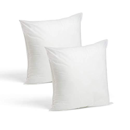 Set of 2-18 x 18 Premium Hypoallergenic Stuffer Pillow Insert Sham Square Form Polyester, Standard/White - Made in USA