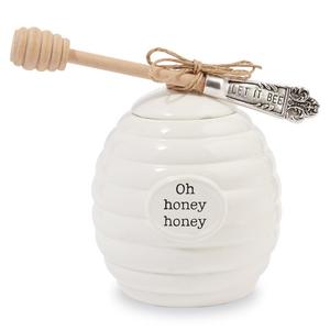 Mud Pie Honey Pot Serving Set, White