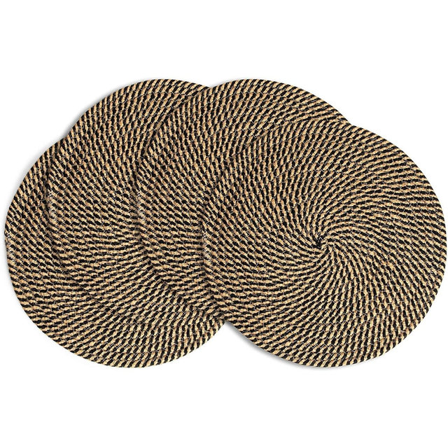 Farmlyn Creek Set of 4 Round Jute Placemats for Table, Woven Charger Mats for Plates