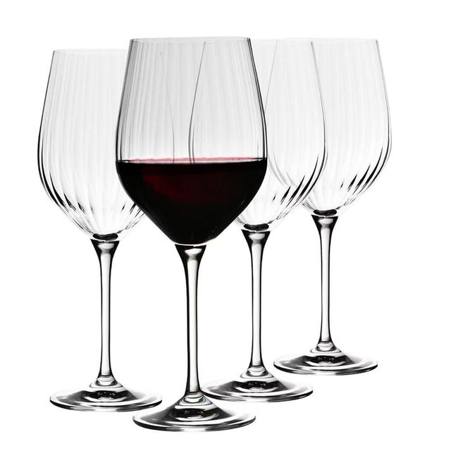 Krosno Wine Glasses Textured Optic Effect, Set of 4, 15.2 oz, Harmony Lumi Collection, Elegant Glassware, Red and White Wine, Crystal Clear, Modern Design, Dishwasher Safe, Made in Europe