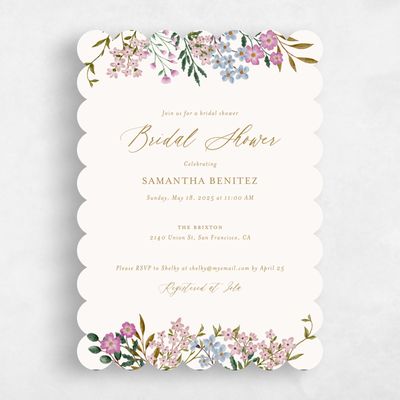 Beige Scalloped Wedding Wedding Shower Invitation - Lombardy Portrait