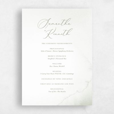 Pale Sage, Green Wedding Program - Elting