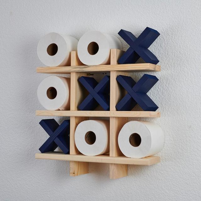 Natural or Chestnut Bath Tic Tac Toe | Bath Roll Holder | Tic Tac Toe | Bath Room Decor | Bath Room Organization |