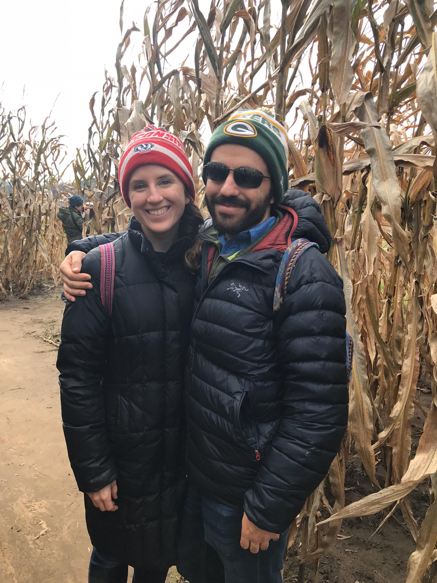 Going to a corn maze is an annual tradition for Katie and Harris. Each year, they get slightly better!