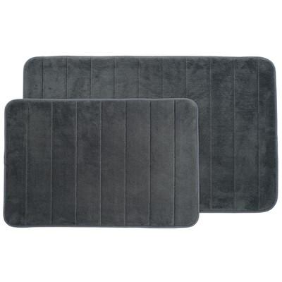 Stripe Memory Foam Striped Bath Mat Set 2pc Gray - Yorkshire Home