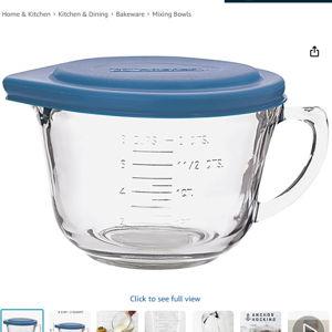 Anchor Hocking Batter Bowl, 2 Quart Glass Mixing Bowl with Blue Lid