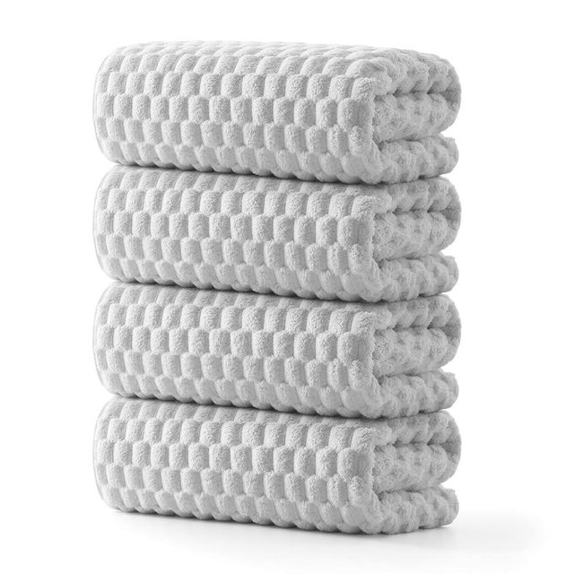 REDKISS 4 Pack Gray Microfiber Bath Towels - Extra Large Waffle Towels Set for Bathroom, Super Absorbent Towel Set of 4 Lagre, Quick Dry Bathroom Towel for Spa, Gym,Travel, Lint Free, Ultra Soft