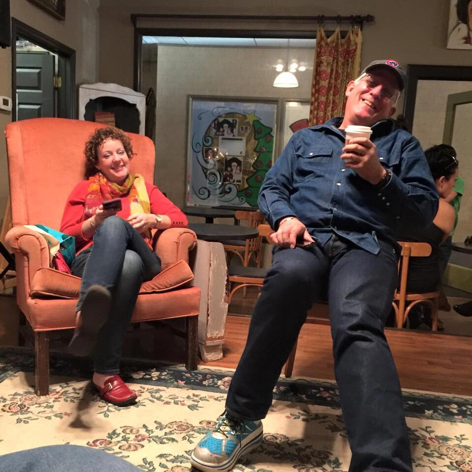 We were in the hills of North Carolina on vacation a few years ago with Becky and Bernie. We were laughing at Bernie because he had dozed off across the room, sitting on a comfy couch. Becky’s photo.