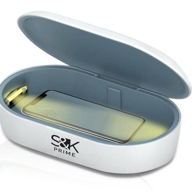 Smart Cell Phone Sanitizer Box, Wireless Phone Charger Device, Cleaning Box with UV Light and Aromatherapy Diffuser, Portable Smartphone, Watch, Toothbrush, Hair Brush and Accessories Sterilizer
