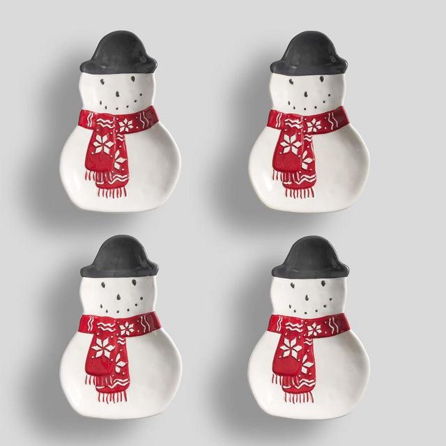 Archie the Snowman Appetizer Plates, Set of 4
