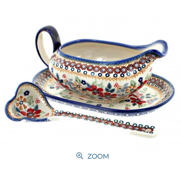 Red Daisy Gravy Boat & Ladle