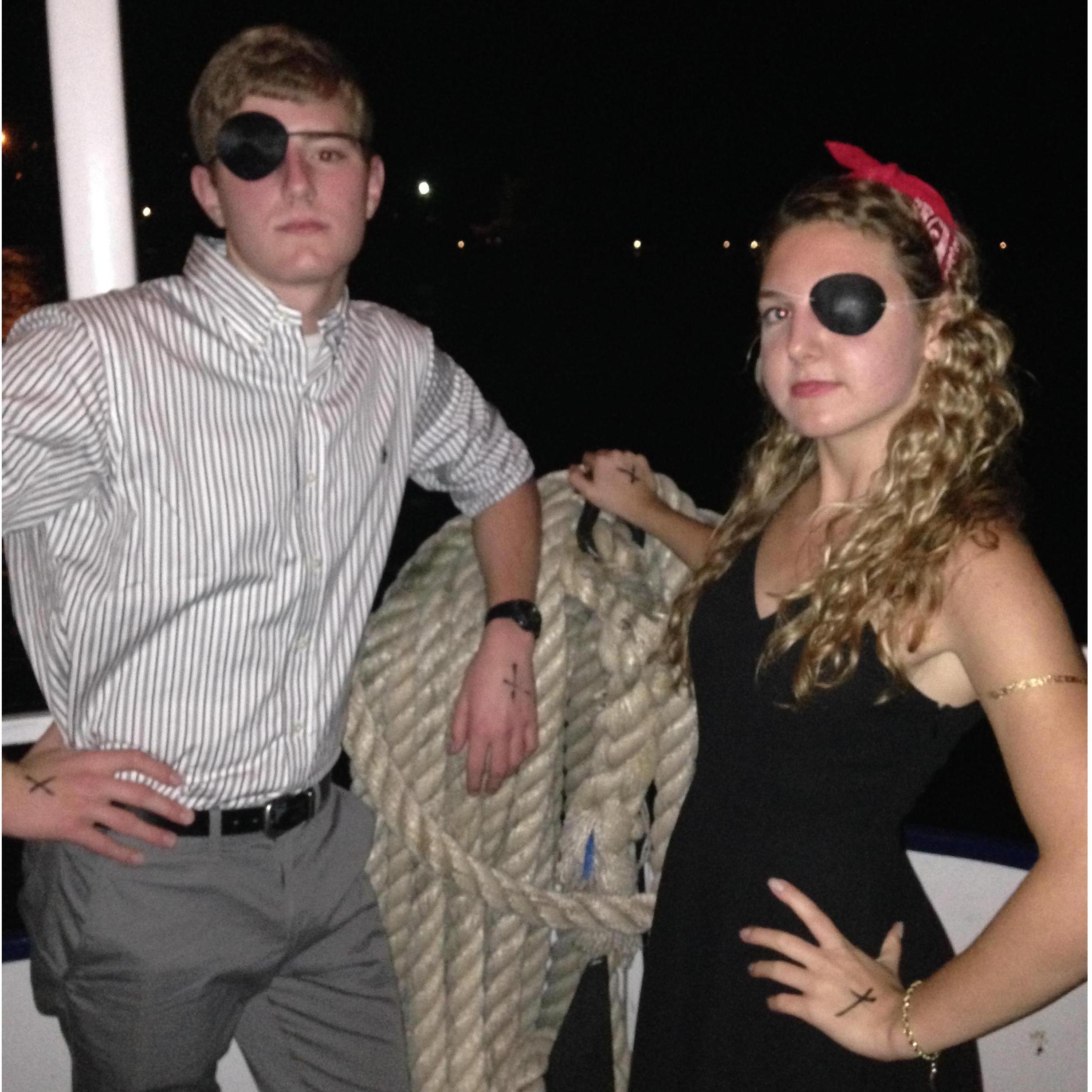 Justin and Mattie went to Mattie's AO Pirate event with her sorority in 2015 and enjoyed a dinner cruise on the Ohio River while being dressed like pirates