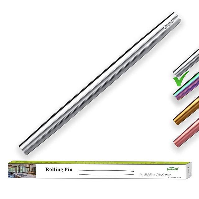 Stainless Steel Rolling Pin, Matte Finish 16.7 Inches, Berglander Rolling Pin For Baking Pizza Dough, Pie, Cookie, Essential Kitchen Utensil Gift Ideas For Bakers.