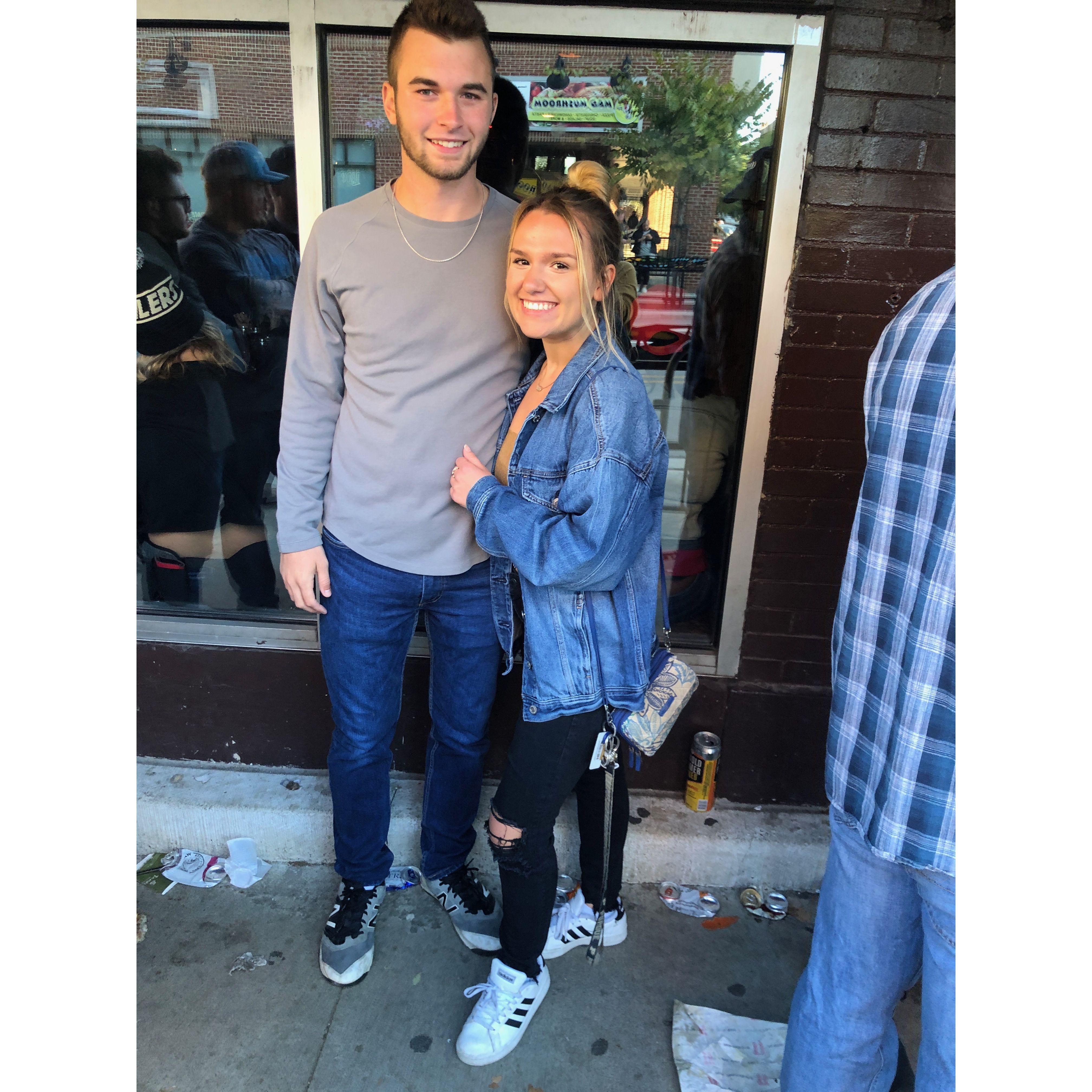 This was after Thomas expressed feelings toward Jess. He ended up riding an electric scooter all the way across campus to meet up with Jess in the Harry's line. Jess waited 45 minutes, he waited 5.