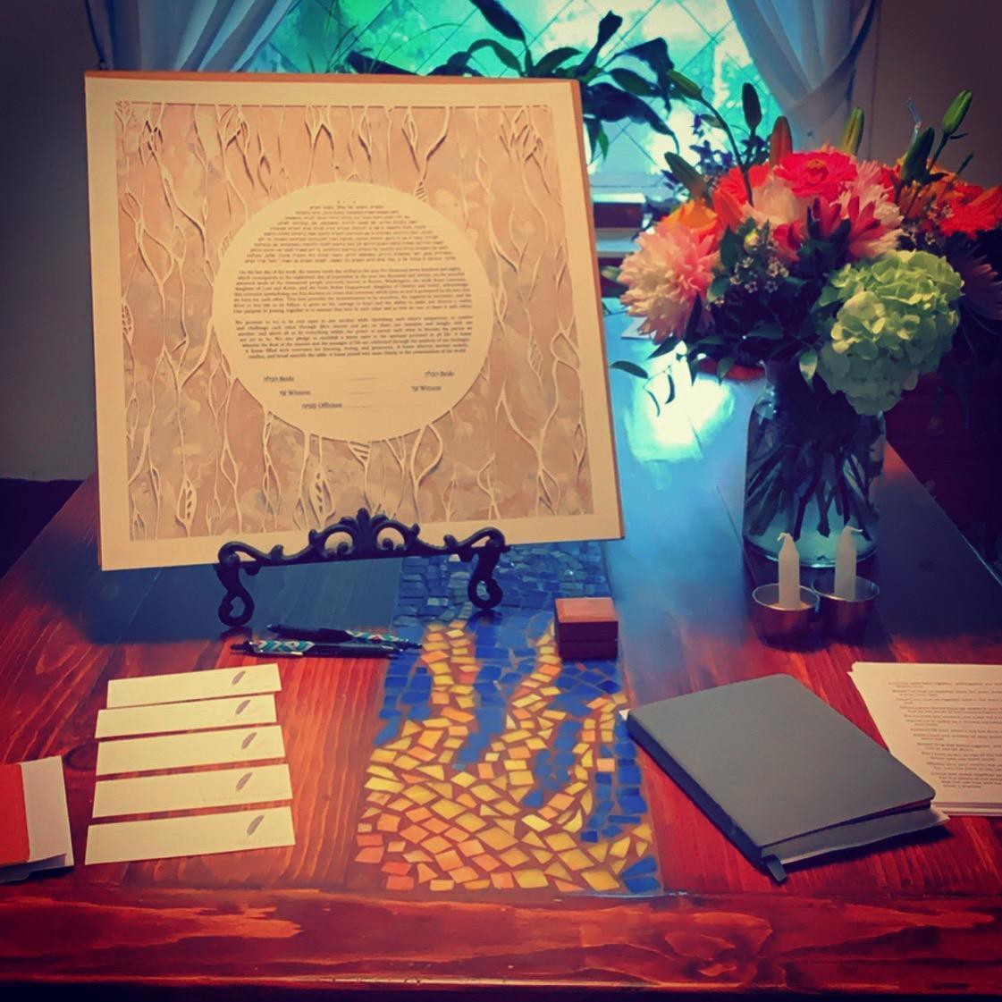 Our ketubah - a Jewish wedding contract.