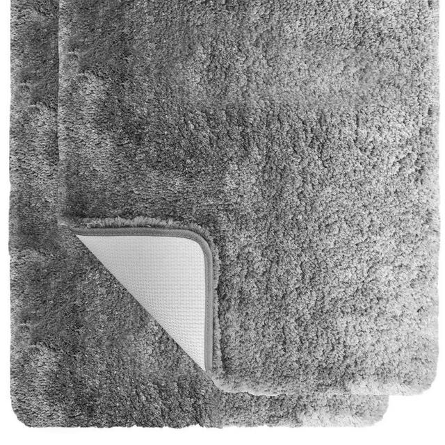Gorilla Grip Original Premium Luxury Bath Rug, Set of 2 30x20 Inch Rugs, Incredibly Soft, Thick, Absorbent Bathroom Mat Rugs, Machine Wash and Dry Carpet, Plush Mats for Bath Room, Shower, Gray